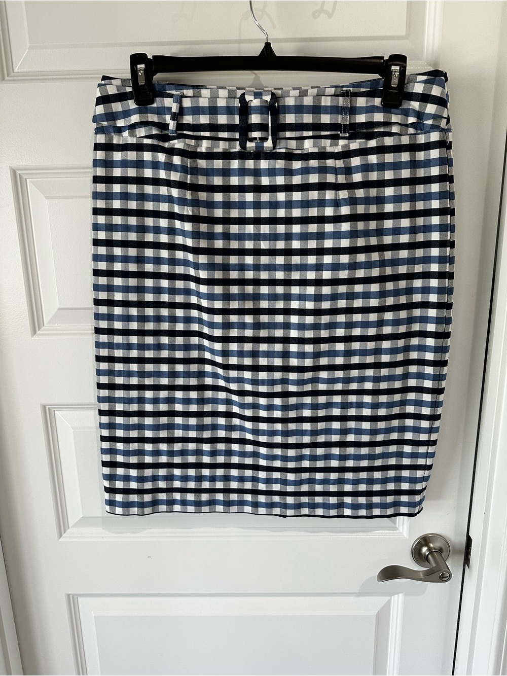 Cato Pencil Skirt, Navy & White Gingham Belted,stretchy, Size 16W